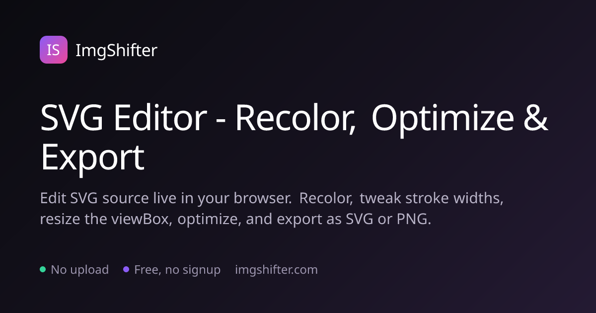 Free Online SVG Editor - Recolor, Optimize, Export | ImgShifter